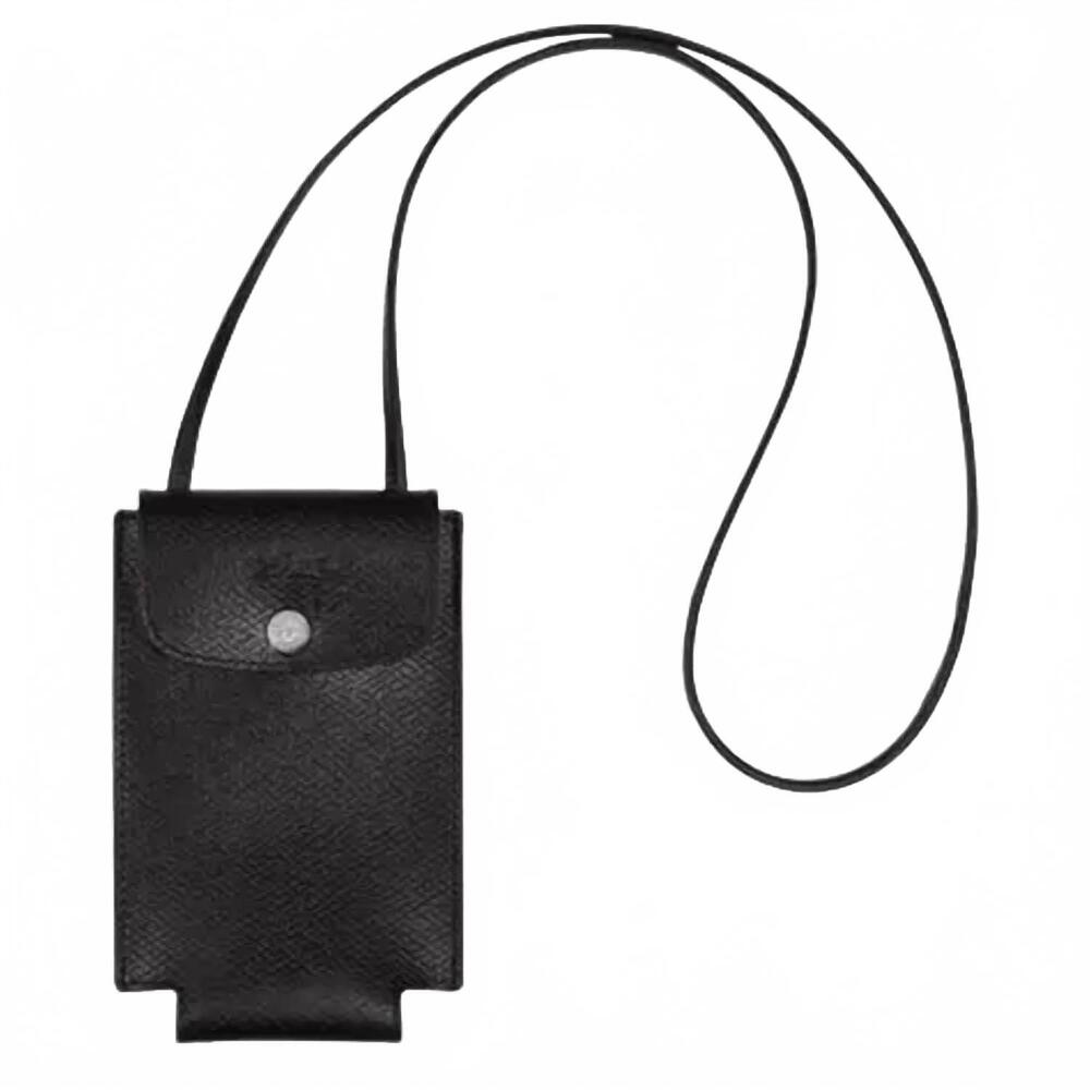 NEW LONGCHAMP phone case with lanyard in black